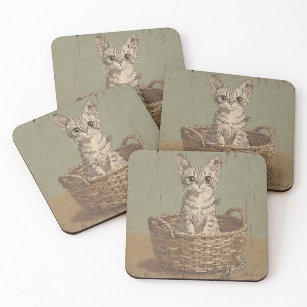 Item preview, Startled Devon Rex Cat Caught in the Laundry Basket Folk Art designed and sold by PictorialWhimsy.