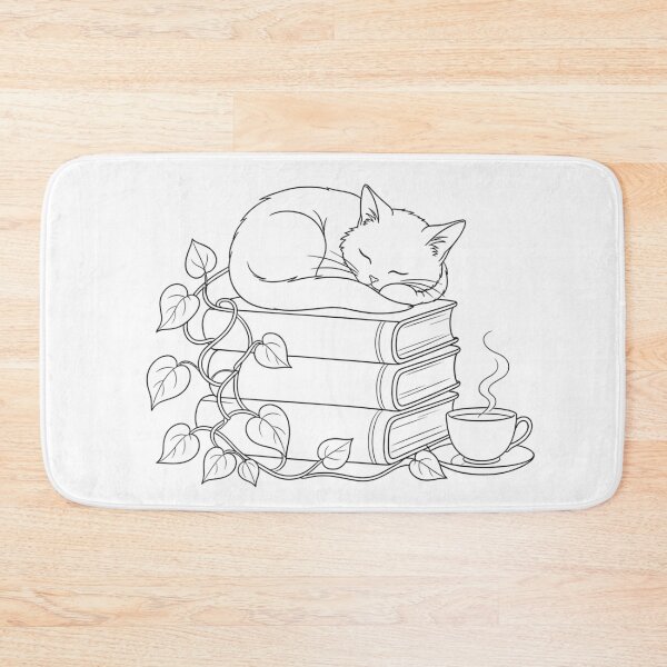 Item preview, Sleeping Cat with Books and Tea designed and sold by Nitta Studio.