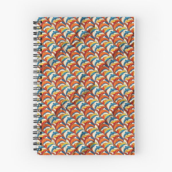 Item preview, Retro Sunset Dolphin Pattern - Vibrant Blue, Orange & Yellow Marine Art designed and sold by OddlySticky.