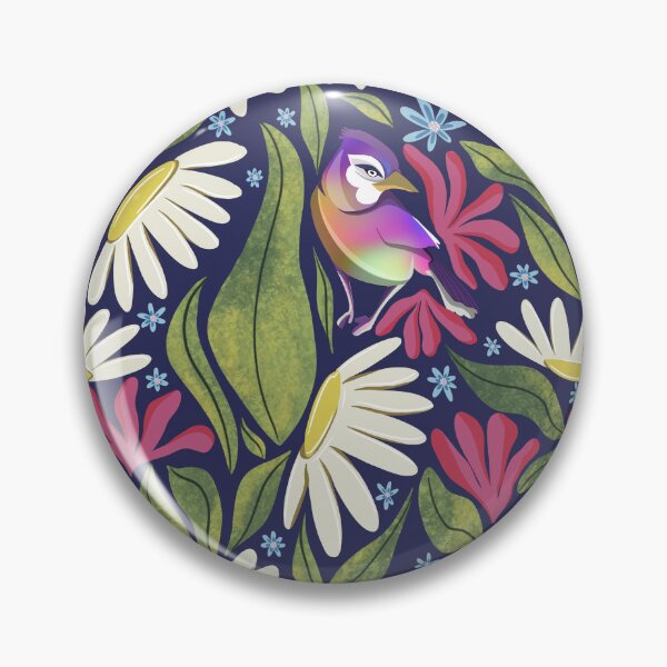 Item preview, Vibrant Botanical Bird and Daisy Floral Pattern designed and sold by Fiorart Studio .