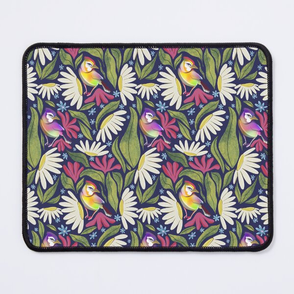 Item preview, Vibrant Botanical Bird and Daisy Floral Pattern designed and sold by Fiorart Studio .