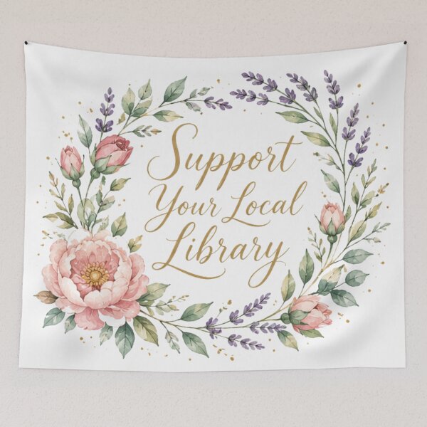 Item preview, Support Your Local Library - Floral Book Tote designed and sold by sadedream.