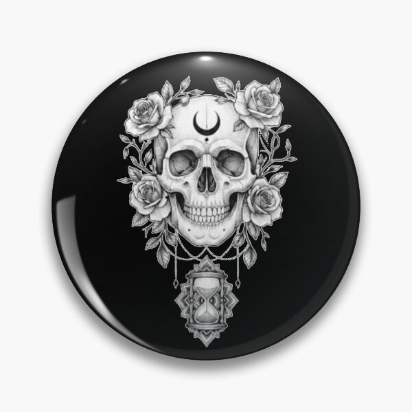 Item preview, Gothic Floral Skull & Hourglass Tattoo Design designed and sold by PatternPopp.