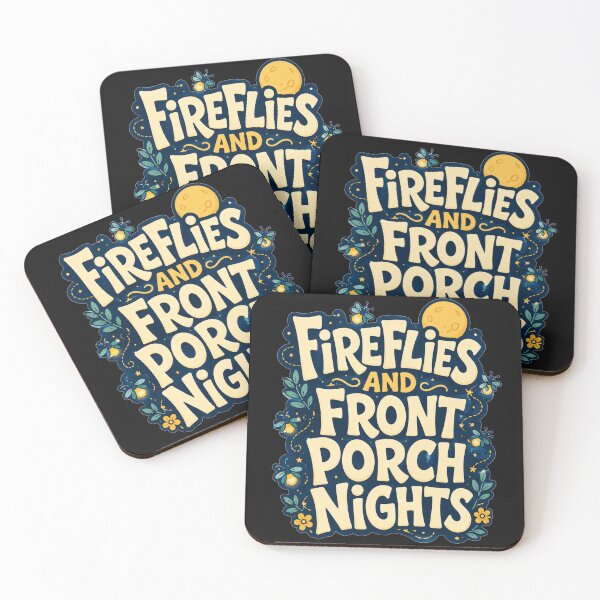 Item preview, Fireflies And Front Porch Nights Folk Art Floral Lettering Summer Nostalgia Gift for Country Lovers designed and sold by Nightarel.