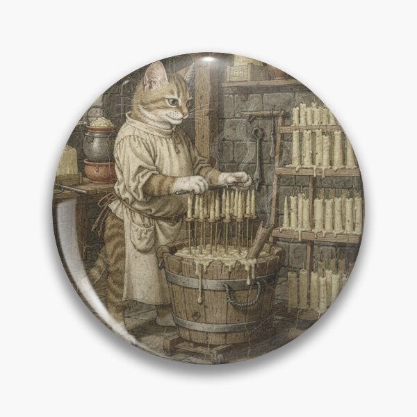 Item preview, Medieval Cat Chandler Dipping Tallow Candles Manuscript Art designed and sold by PictorialWhimsy.
