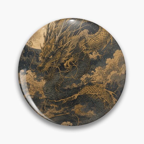 Item preview, Golden Dragon Beneath the Full Moon designed and sold by  Silent Japan Studio.