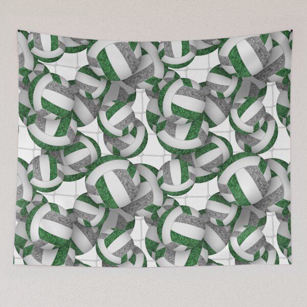 Item preview, Green & gray girly volleyballs pattern with net accent designed and sold by katzdzynes.