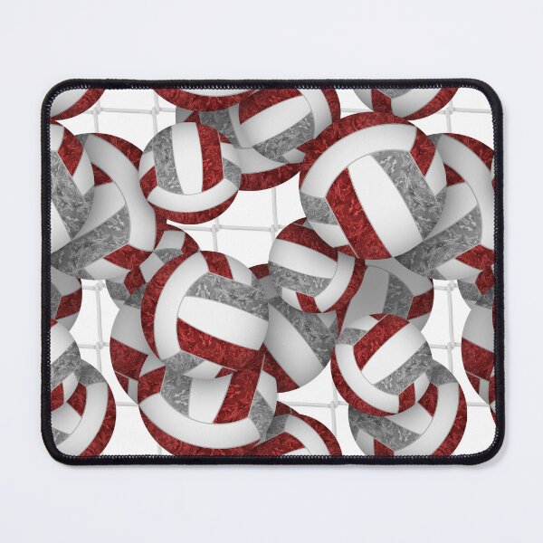 Item preview, Maroon & gray girly volleyballs pattern with net accent designed and sold by katzdzynes.