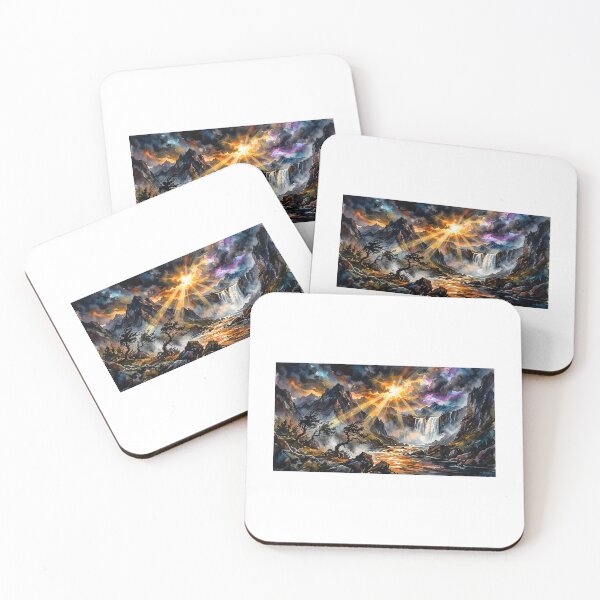Item preview, Fury: Dramatic Watercolor Mountain & Waterfall Landscape designed and sold by BigD shop.