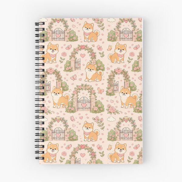 Item preview, Shiba Inu Heart Garden Gate Pattern designed and sold by Soft Berry Studio.