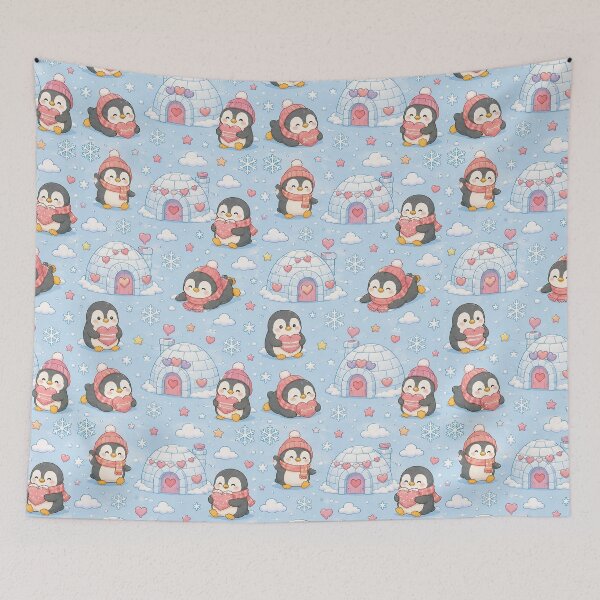 Item preview, Penguin Heart Igloo Pattern designed and sold by Soft Berry Studio.