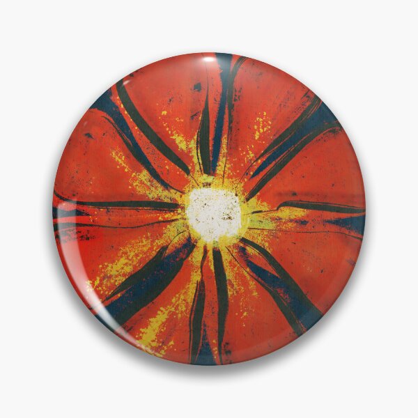 Item preview, Red Abstract Flower Floral Art in Blue Yellow Print designed and sold by Chatula Print Studio.