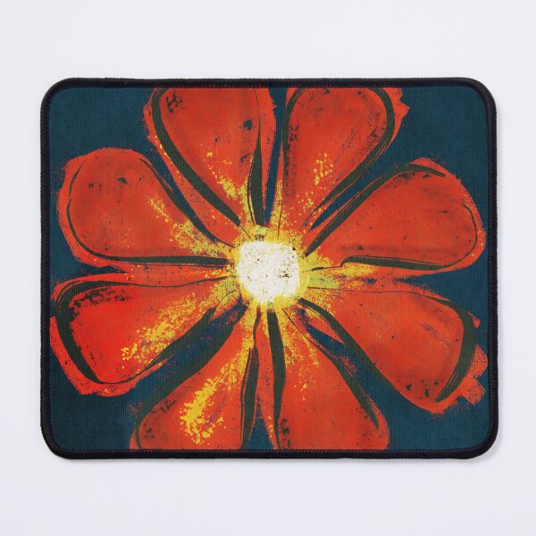 Item preview, Red Abstract Flower Floral Art in Blue Yellow Print designed and sold by Chatula Print Studio.