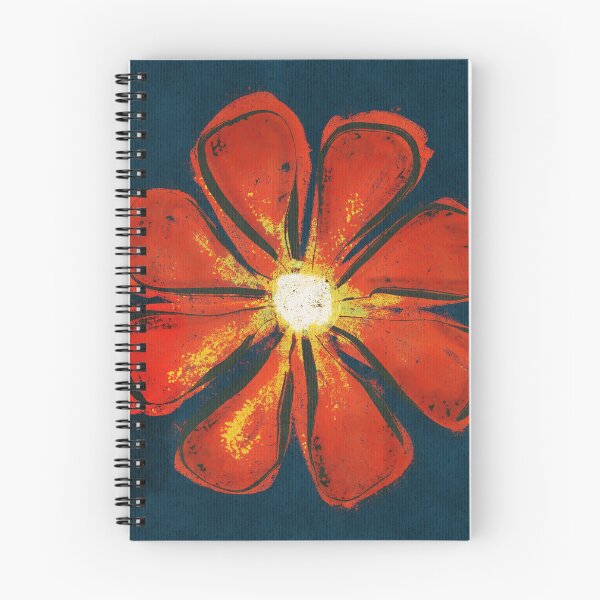 Item preview, Red Abstract Flower Floral Art in Blue Yellow Print designed and sold by Chatula Print Studio.