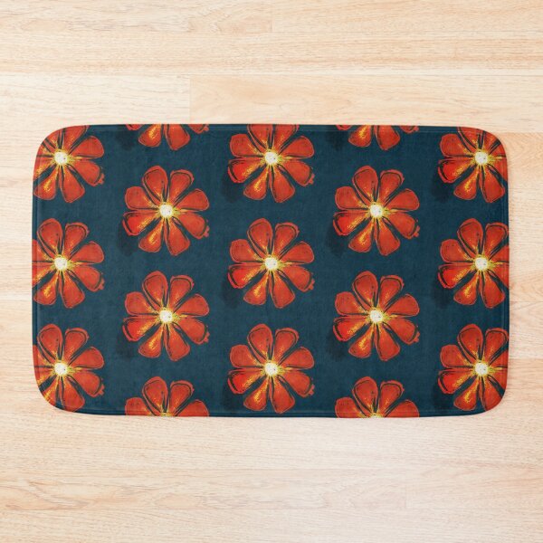 Item preview, Red Abstract Flower Floral Art in Blue Yellow Print designed and sold by Chatula Print Studio.