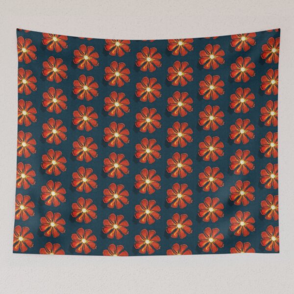Item preview, Red Abstract Flower Floral Art in Blue Yellow Print designed and sold by Chatula Print Studio.