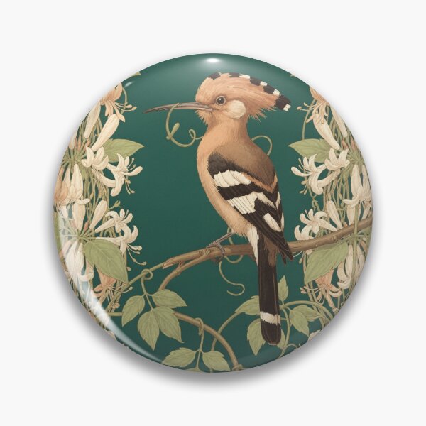 Item preview, Art Nouveau Hoopoe Among Honeysuckle in Gold designed and sold by PictorialWhimsy.