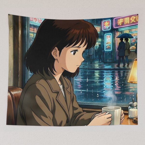 Item preview, Rainy Days & Coffee - 90s Anime Aesthetic designed and sold by Dhenin Studio.