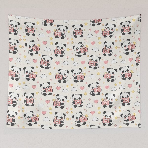 Item preview, Panda Love Camera Pattern designed and sold by Soft Berry Studio.