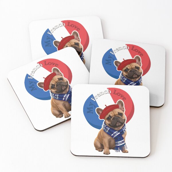 Item preview, My French Love - Cute French Bulldog with French Flag, Beret & Scarf | Funny Frenchie Sticker designed and sold by Avohai!.