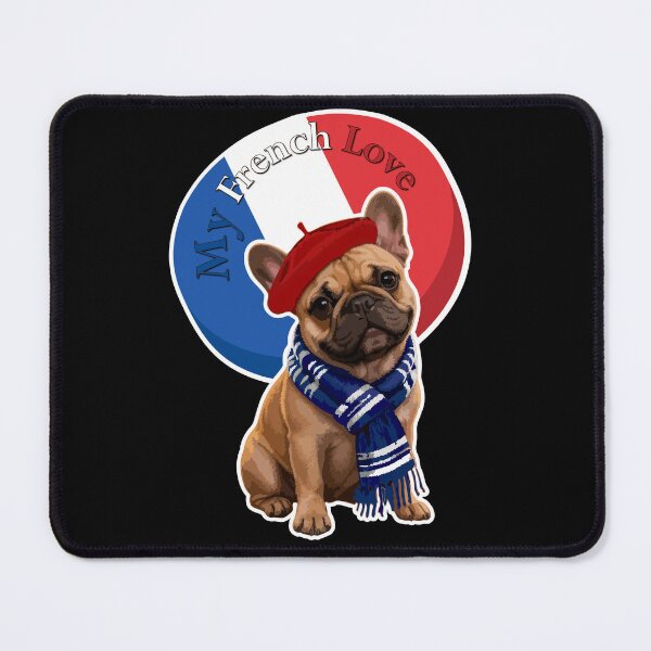 Item preview, My French Love - Cute French Bulldog with French Flag, Beret & Scarf | Funny Frenchie Sticker designed and sold by Avohai!.