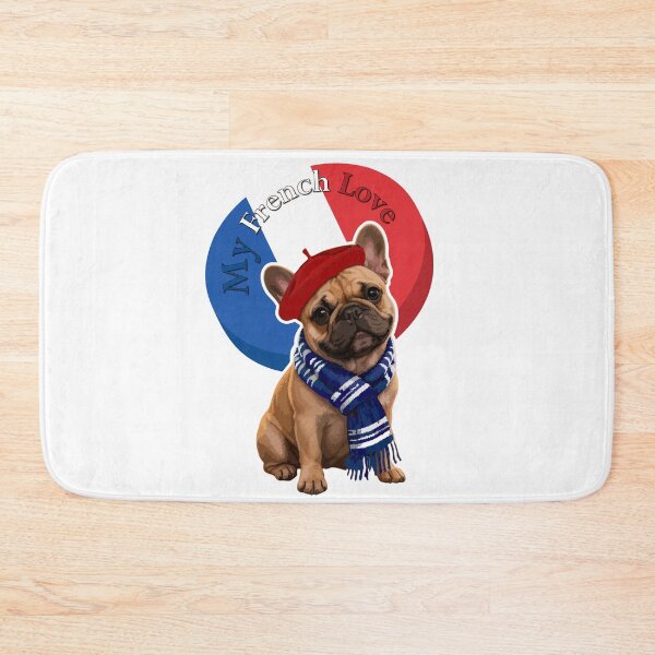 Item preview, My French Love - Cute French Bulldog with French Flag, Beret & Scarf | Funny Frenchie Sticker designed and sold by Avohai!.