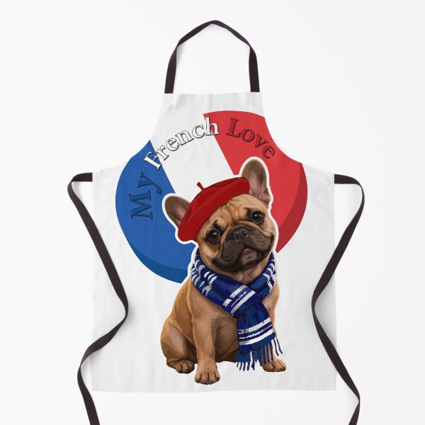 Item preview, My French Love - Cute French Bulldog with French Flag, Beret & Scarf | Funny Frenchie Sticker designed and sold by Avohai!.