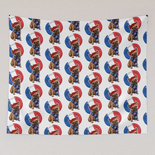 Item preview, My French Love - Cute French Bulldog with French Flag, Beret & Scarf | Funny Frenchie Sticker designed and sold by Avohai!.