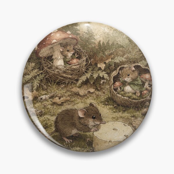 Item preview, Vole Folk Rolling an Acorn Cheese Wheel Home Storybook Art designed and sold by PictorialWhimsy.