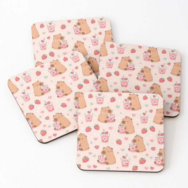 Item preview, Capybara Heart Smoothie Pattern designed and sold by Soft Berry Studio.