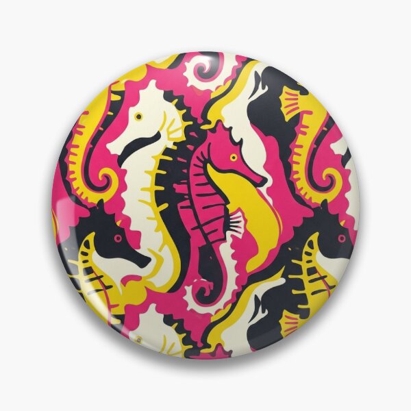 Item preview, Aesthetic Seahorse Art - Modern Pink Yellow Black White Ocean Design designed and sold by OddlySticky.