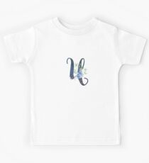 Monogram U Wild Blue Flowers Kids Tee