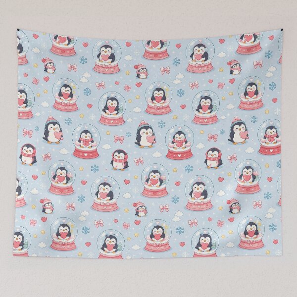 Item preview, Penguin Heart Snow Globe Pattern designed and sold by Soft Berry Studio.