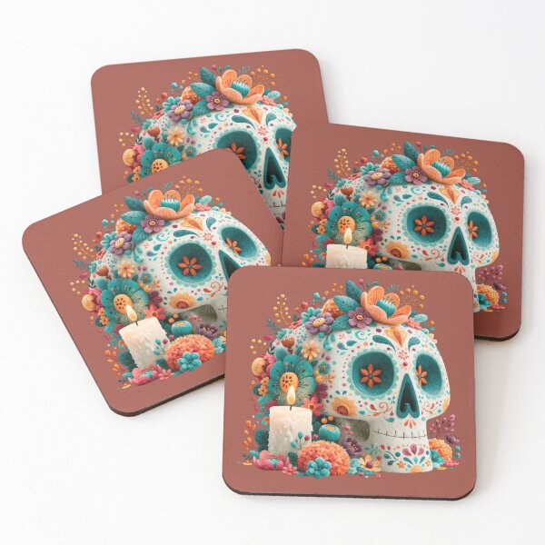 Item preview, Dia de Muertos Sugar Skull Candle | Mexican Folk Art designed and sold by MythicMood.