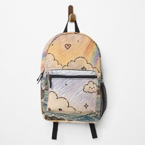 Item preview, Whimsical Coastal Cityscape: Kawaii Clouds & Rainbow Dreams designed and sold by 63Hotpeppers.