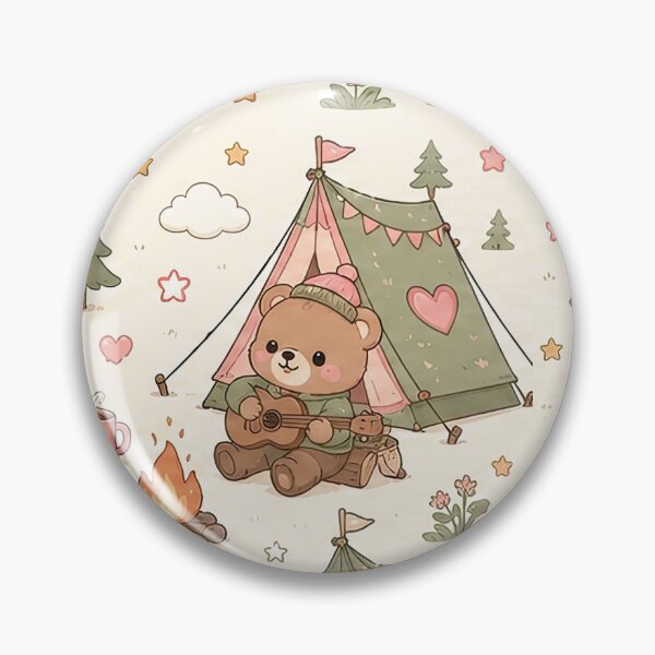 Item preview, Teddy Bear Love Camping Kawaii Pattern designed and sold by Soft Berry Studio.