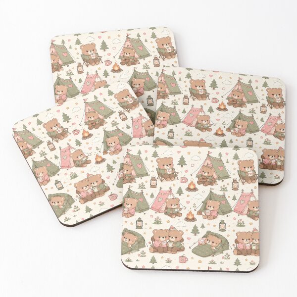 Item preview, Teddy Bear Love Camping Kawaii Pattern designed and sold by Soft Berry Studio.