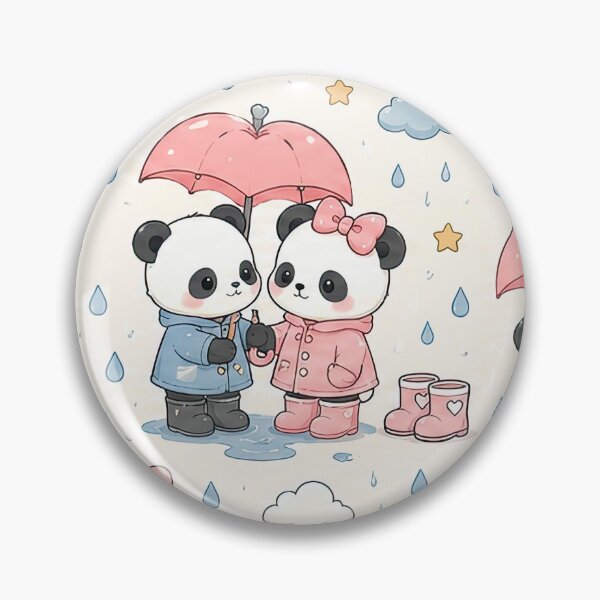 Item preview, Panda Heart Umbrella Kawaii Pattern designed and sold by Soft Berry Studio.