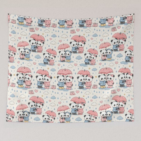 Item preview, Panda Heart Umbrella Kawaii Pattern designed and sold by Soft Berry Studio.