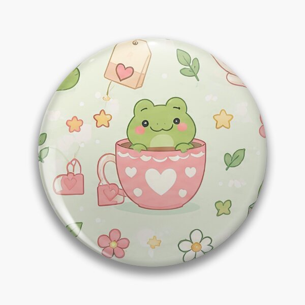 Item preview, Frog Heart Teacup Kawaii Pattern designed and sold by Soft Berry Studio.