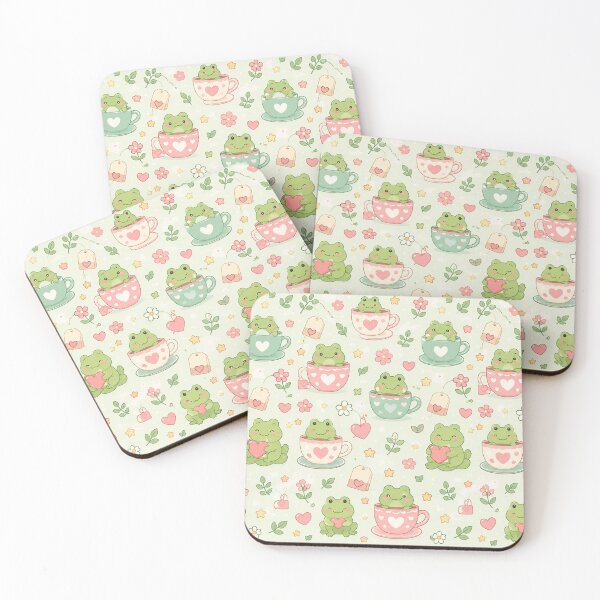 Item preview, Frog Heart Teacup Kawaii Pattern designed and sold by Soft Berry Studio.