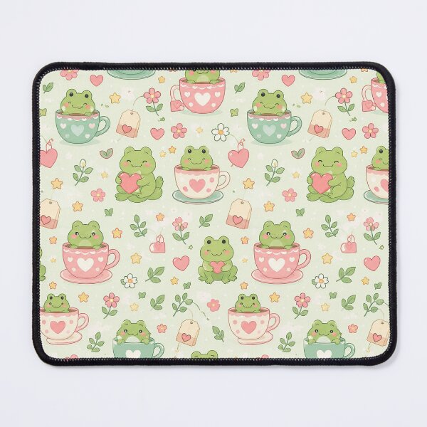 Item preview, Frog Heart Teacup Kawaii Pattern designed and sold by Soft Berry Studio.