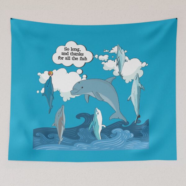 Item preview, So Long and Thanks for All the Fish Retro Sci-Fi Graphic designed and sold by Deviant Logic Design.