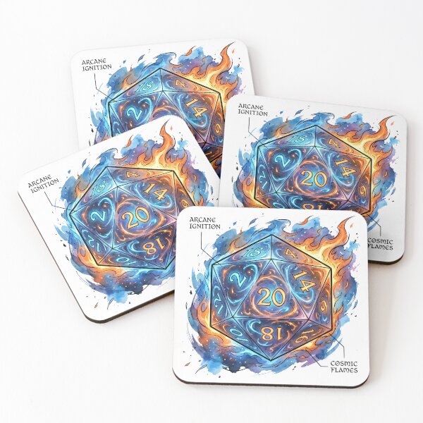 Item preview, Flaming D20 Polyhedral Dice Arcane Cosmic Fire TTRPG Gamer designed and sold by WorldShop17.