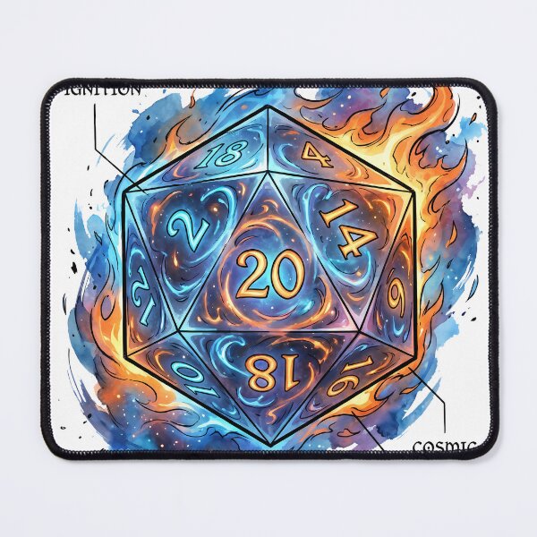 Item preview, Flaming D20 Polyhedral Dice Arcane Cosmic Fire TTRPG Gamer designed and sold by WorldShop17.