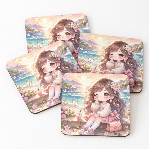 Item preview, Cute Beach Girl Aesthetic | Dreamy Cottagecore Sunset Floral Illustration designed and sold by Yasminfayed05.