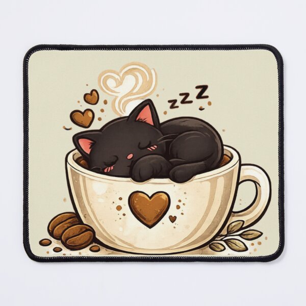 Item preview, Powered by Coffee & Naps Cute Black Cat designed and sold by Yasminfayed05.
