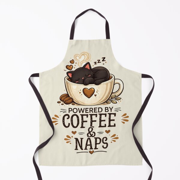 Item preview, Powered by Coffee & Naps Cute Black Cat designed and sold by Yasminfayed05.
