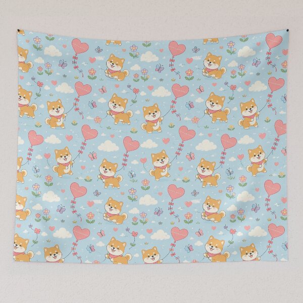 Item preview, Shiba Inu Love Kite Kawaii Pattern designed and sold by Soft Berry Studio.