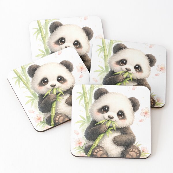 Item preview, Kawaii Panda with Bamboo & Sakura Blossoms designed and sold by ichiyori.